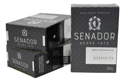 Kit 3 Sabonetes Senador Platinum Hidratante 130g Em Barra