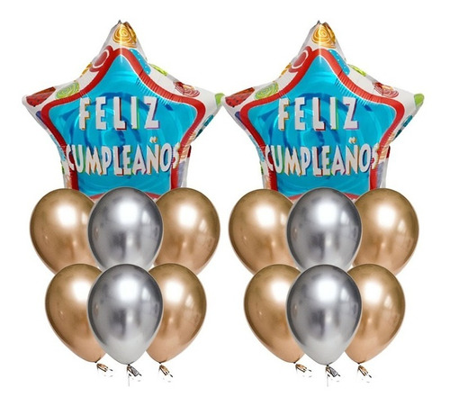 Pack 2 Uds Set De Globos Decoración 7 Uds Feliz Cumpleaños