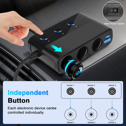 Divisor De Encendedor De Cigarrillos Gibbab 7 En 1 128 W Con