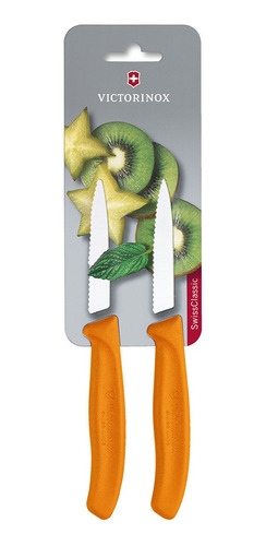Cuchillo Verdura Swiss Classic Dentado Naranjo. Hoja 8 Cm. 