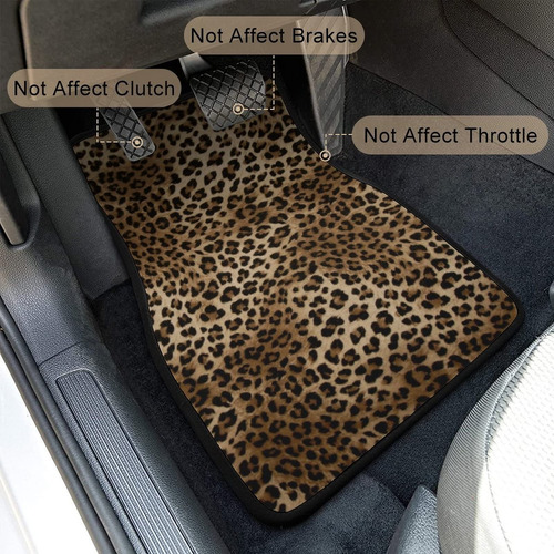 Conjunto 4 Alfombras Decorativas Estampado Leopardo Auto Ant