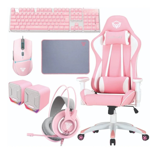 Kit Gamer Fantech Teclado Mouse Auricular Parlantes Silla Y+