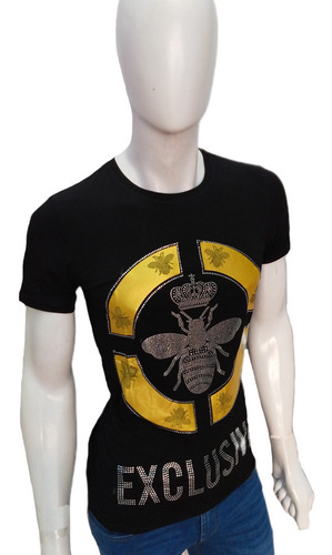 Imagen 3 de 5 de Playera Hombre Estampada Abeja Corona Pedreria Slimfit