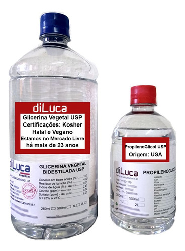 Glicerina Bidestilada Usp Kosher 7l + Propilenoglicol Usp 2l