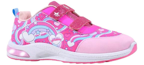 Zapatillas Footy Arco Iris Con Luz Velcro Niños Fucsia