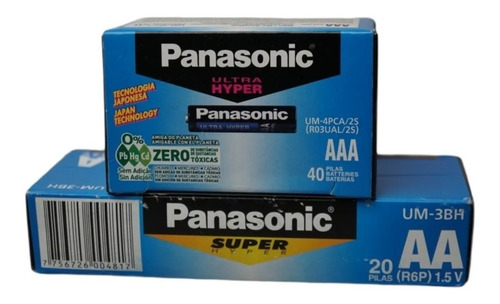 Combo Pilas Panasonic Zinc Aa 20u + Aaa 40u