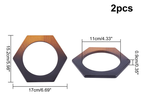 2 Asas De Bolso De Madera Con Forma De Hexágono, Asas De Bol