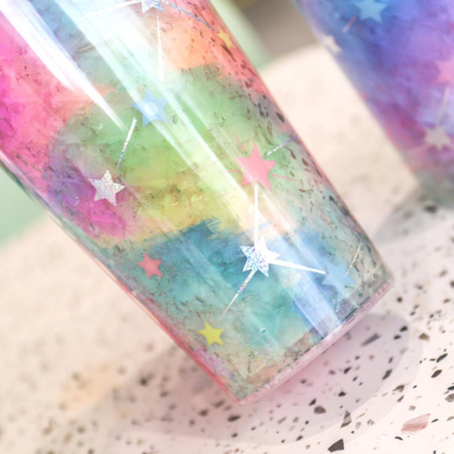 Vaso Con Bombilla Diseño Unicornio Glitter Y Luces Kawaii