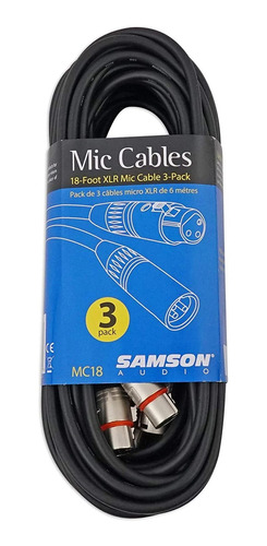 Pack De 3 Cables Samson Mc18xlr 6 Metros Para Microfono