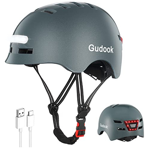 Casco De Bicicleta De Adulto Gudook Con Luz - Cascos De Bici