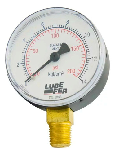 Manometro Compressor De 200 Lbs 1/4 Npt 60mm Lub-36a Lubefer