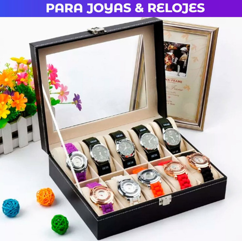 Estuche Caja Organizador De 12 Relojes Elegante Eco Cuero