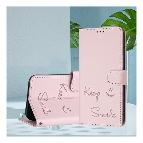 Funda De Piel Con Forma De Cara Sonriente Para Motorola Edge 50 Fusion Con Ranuras Para Tarjetas, Cierre Magnético, Cartera, Bloqueo Rfid, Soporte