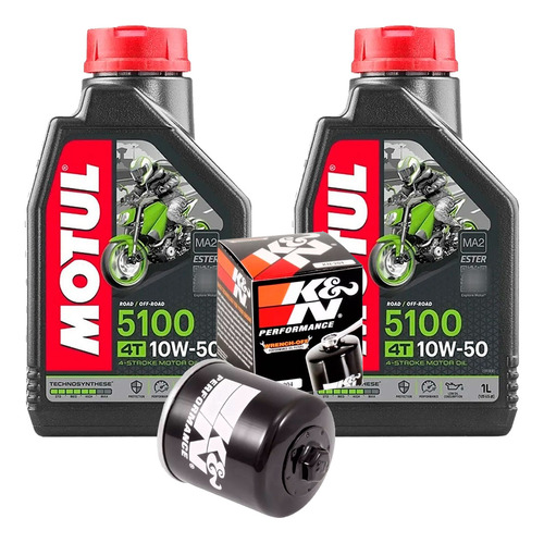 Kit 2 Óleo Motor 4t Motul 5100 10w50 + Filtro Óleo K&n Honda