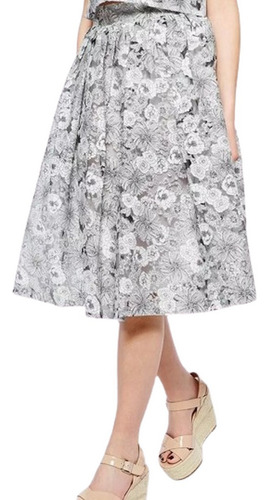 Hermosa Falda Midi Fashion Union Floral Gris M 