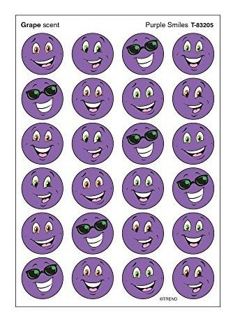 Stickers Morados Con Sonrisas/uvas, 96 Unidades