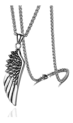 Heavstjer Punk Stainless Steel Feather Pendant Necklace,22in