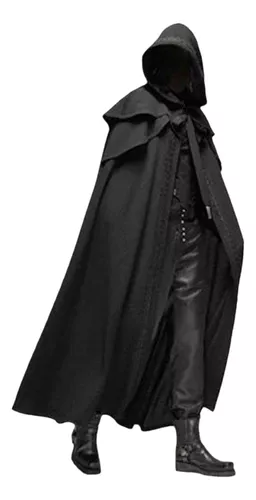  PROCOS Capa negra con capucha, capa medieval con