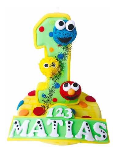 Cake Topper Plaza Sesam Elmo Comegallet Vela Pasta Francesa