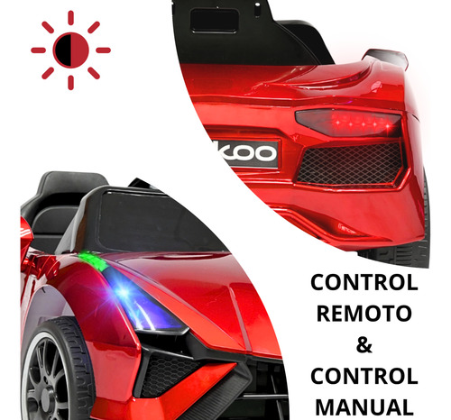 Montable Electrico Para Niños Deportivo Bluetooth Luces 12v Rojo