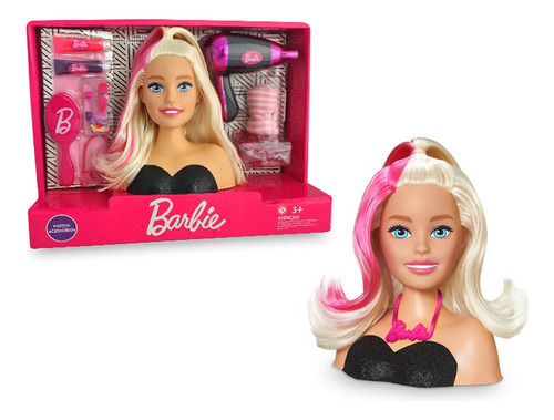 Busto Barbie Styling Hair Penteados Com Acessorios Pupee 1264