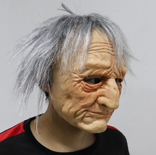 Shaoke Halloween Scary Grandpa Human Face Mask
