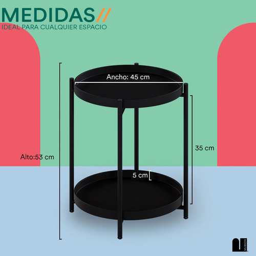 Mesa Auxiliar Minimalista Para Sala Jardín O Recamara Negra