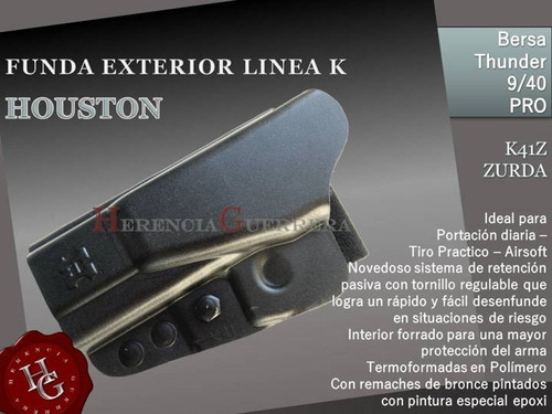 Imagen 2 de 8 de Pistolera Funda Houston K Ext Bersa Th Pro Tpr K41z Zurda