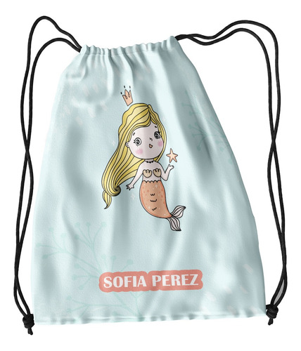 Morral Infantil Personalizada Sirenita 40x30 Cms