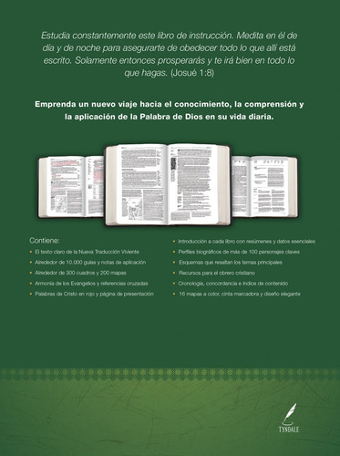 Biblia Edición Estudio Diario Vivir Ntv Imit Piel Gris/verde