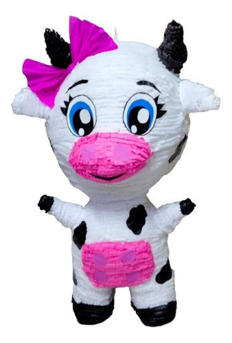 Piñata Vaca Moño Rosa Artesanal