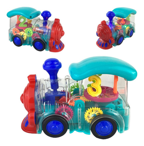 Trenzinho Infantil Brinquedo Educativo Toy Wheels C/ Som Luz Cor Transparente Personagem Thomas