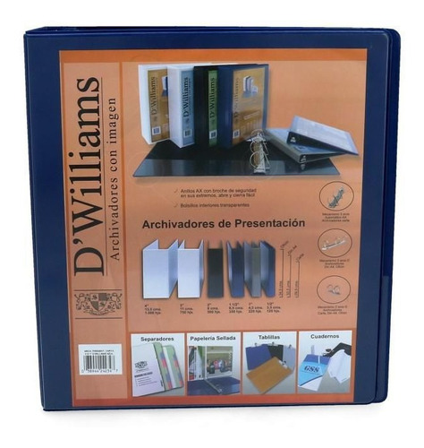 Pack 3 Archivador Catalogo Carta 3 Aros 1.0 Azul