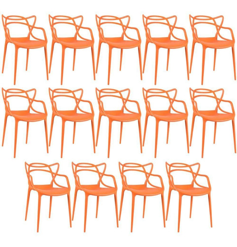 Kit - 14 X Cadeiras Masters - Allegra - Polipropileno - Cor da estrutura da cadeira Laranja