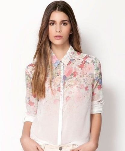 Blusa De Gasa Floral Linda Tallas S Y M Nueva Importada