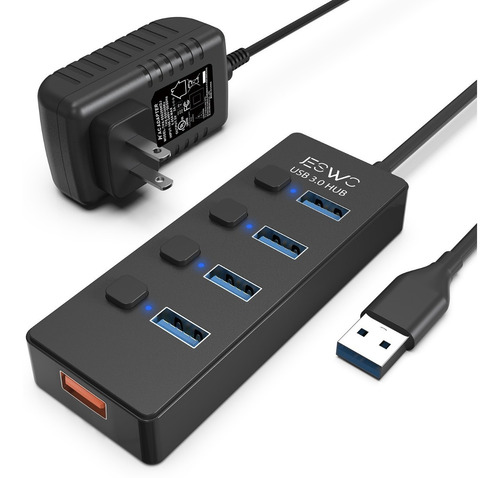 5 Puertos Hub Usb 3.0 Con Interruptor Independiente Jeswo