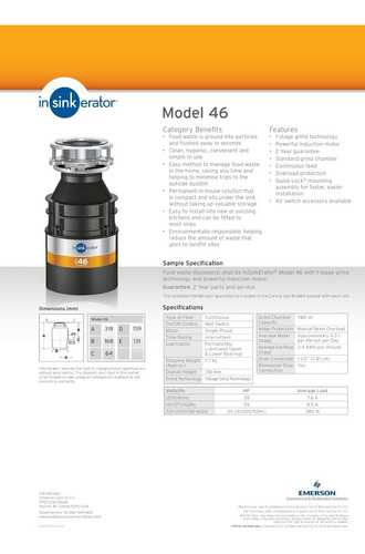 Imagen 4 de 6 de Triturador De Residuos Insinkerator M46 0,55hp 980ml Digiya