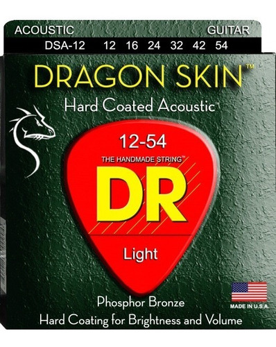  Cuerdas Guitarra Acústica Dragon Skin Coated 12-54 Light