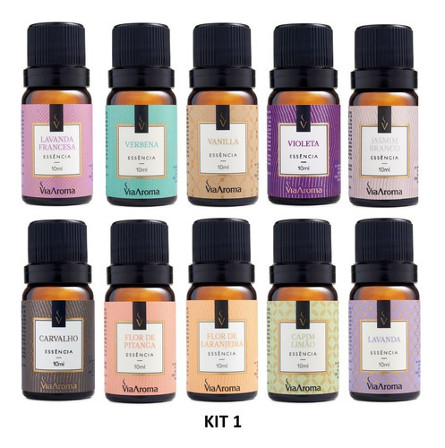 Kit 10 Essências 10ml Via Aroma - Essencia