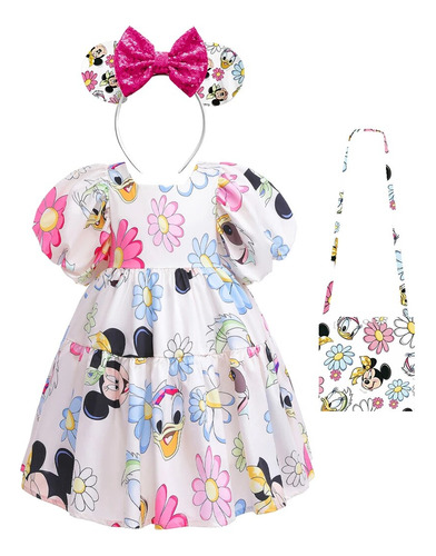 Vestido De Niña Con Dibujos Animados De Minnie Mouse Daisy P