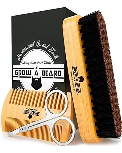 Cepillo Y Peine Con Tijeras Para Barba Bambú De Uso Personal