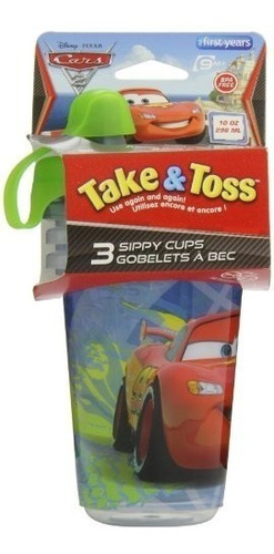 Set De 3 Vasos Cars Niños Escolar Take & Toss