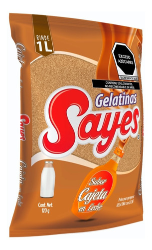 Imagen 3 de 4 de Gelatina Sayes De Leche Sabor Cajeta 25 Piezas 120gr