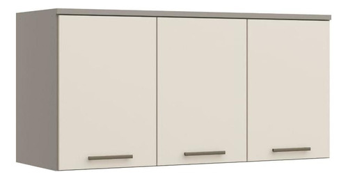 Armário Aéreo Modulado Elegance C/3 Portas - Cinza/off White Cor Cinza