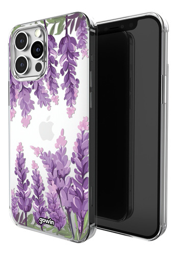 Funda Para iPhone Doble Capa Uso Rudo Flores Lavanda Gowin