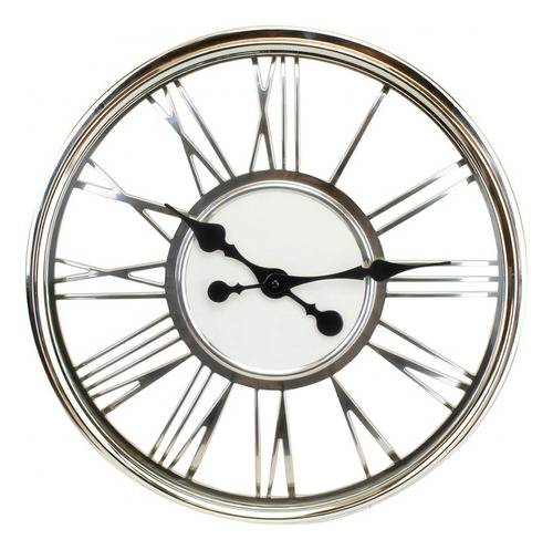 Relógio De Parede Prateado Luxo Numeração Romana 45x45 Cm