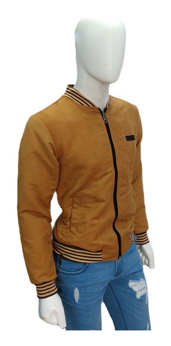 Imagen 5 de 7 de Chamarra De Hombre Bomber Gamuza Ligera Casual