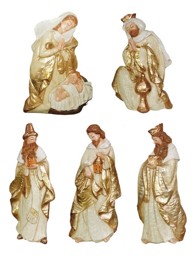 Juego De 5 Figuras De Con , María Y Jesús Con