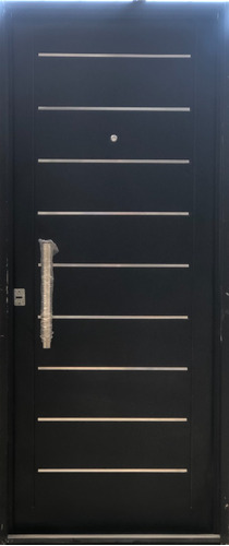 Puerta Exterior 1500 Negra Inyectada Con Apliques 0.80x2.00