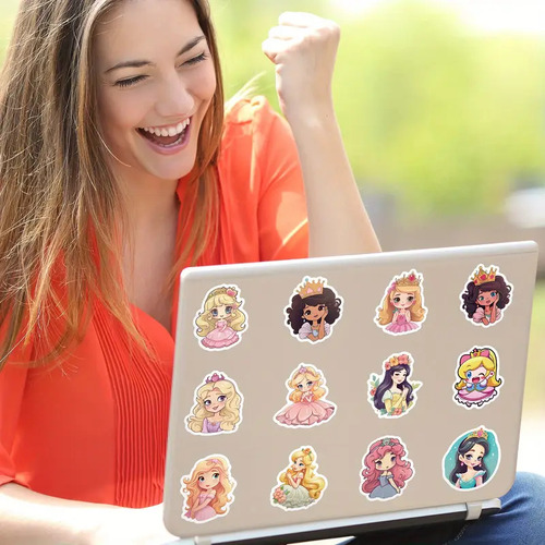 50 Calcomanías Sticker Impermeables De Princesas